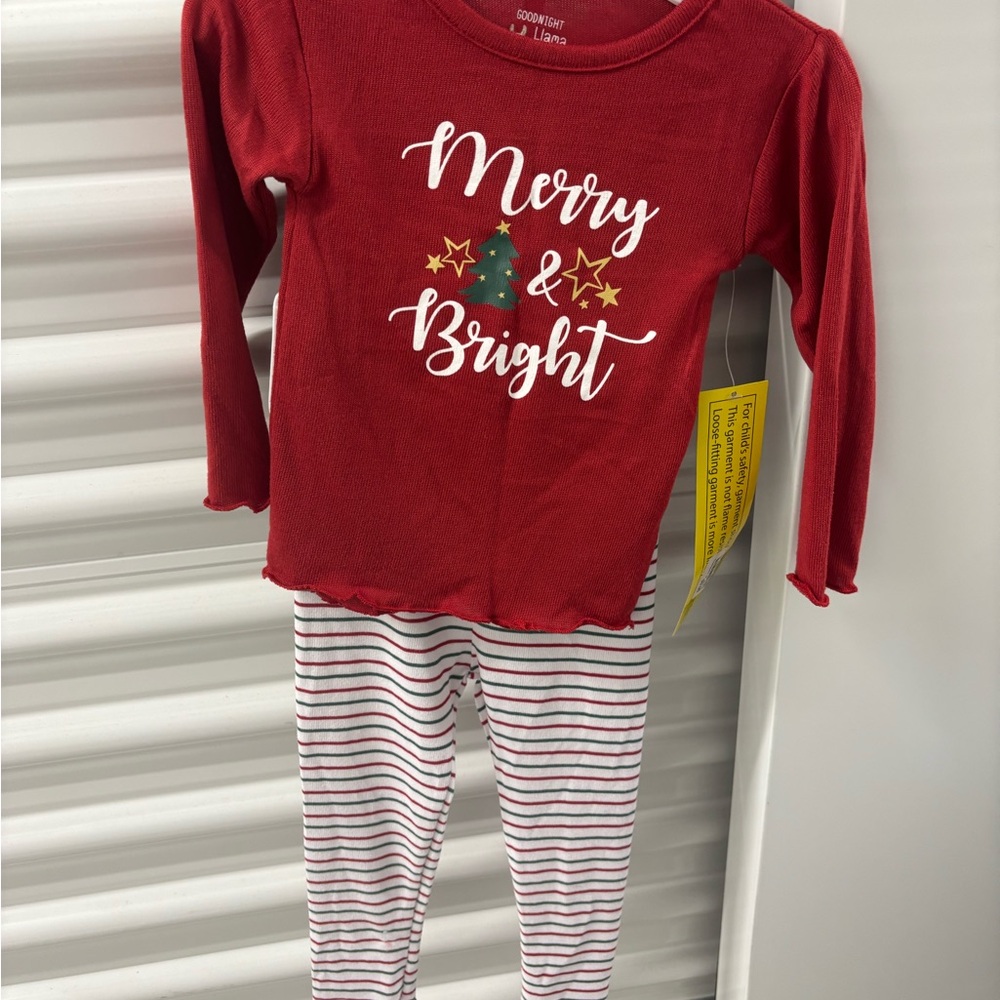 Merry & Bright Red Kids Christmas Pajamas